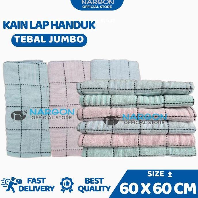 Serbet Dapur 1 Lusin Tebal Jumbo Kain Lap Serbaguna Lap Handuk Lap Piring Nargon uk 60 x 60 cm TS