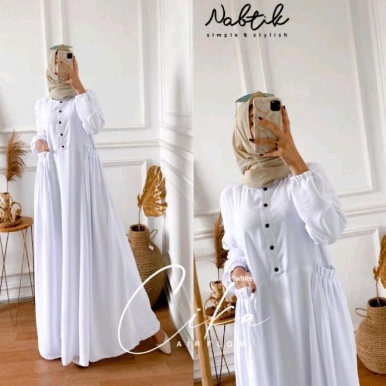 BEST SELLER GAMIS CIKA/ GAMIS CIKA NABTIK/GAMIS POLOS/ GAMIS PUTIH POLOS/GAMIS KRINGKLE AIR FLOW/GAM