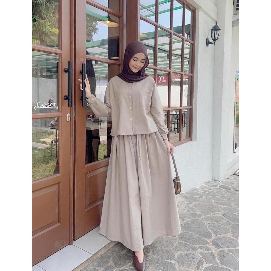 COTTONKY Ryuka Set | Baju Setelan Rok Wanita Bahan Linen Casual TS