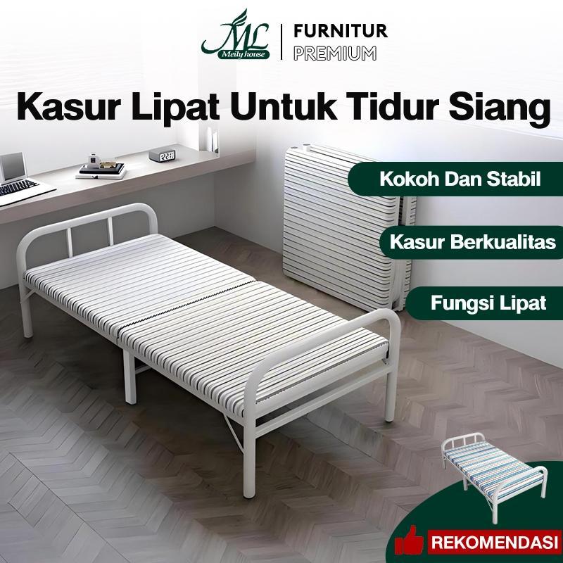 Ranjang Lipat Kasur Lipat Tempat Tidur Lipat Portable Ranjang Besi Kokoh Muatan Hingga 250Kg Nyaman