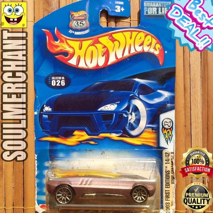 Hot Wheels Whip Creamer II Ungu Muda First Edition Mobil Balap Ban Plastik New