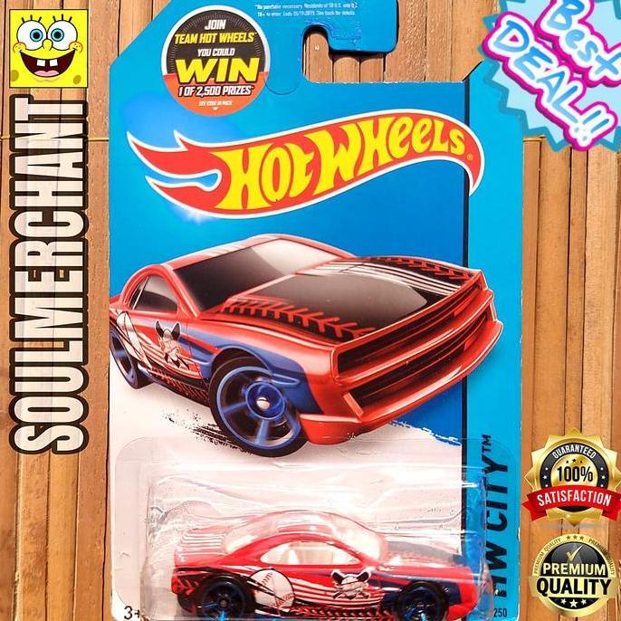 Hot Wheels Muscle Tone Merah Mobil Sedan Balap Ban Plastik New