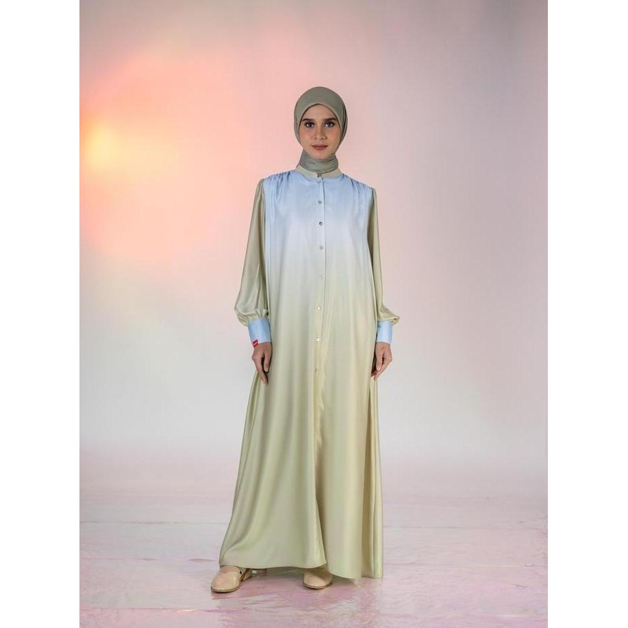 Gamis Ombre Terbaru Elzatta L Dress Ombre Silk Wanita Muslim Kancing