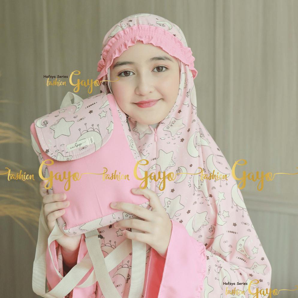 ORIGINAL MUKENA FASHION GAYO - AFIQA HAFSYA SERIES MUKENA ANAK RAYON LEMBUT RESLETING 2IN1 SIZE M XX