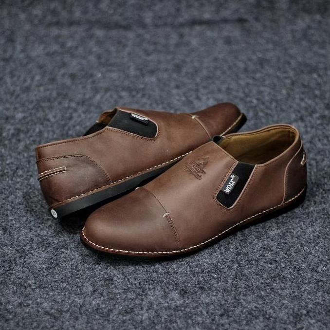 SEPATU CASUAL KULIT ASLI PIEDE SLOP LUI H ORINAL / FREE KAOS KAKI