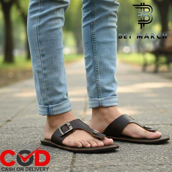 Bet March Sandal Kulit Pria Orinal 100% Sendal Jepit Pria Carvil Sandal Jepit Kasual Dr.I'am 4038 Ny