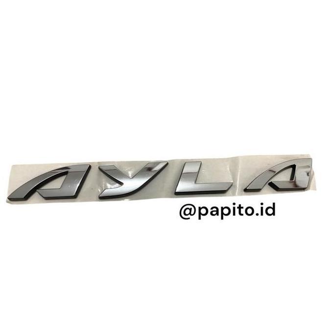 EMBLEM TULISAN LOGO AYLA KAP MESIN KROM ORIGINAL TERBATAS