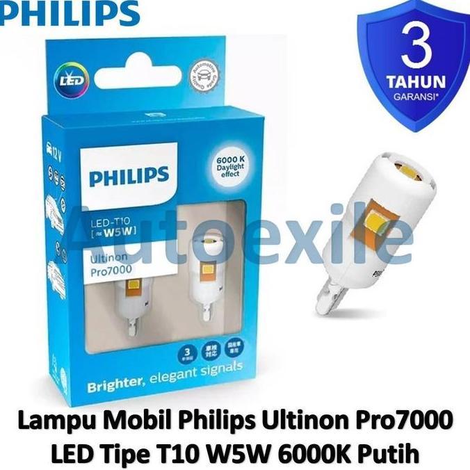 HARGA DISC - Philips Ultinon Pro7000 LED T10 W5W DC 12V Putih 6000K White Original Lampu Senja Kota 