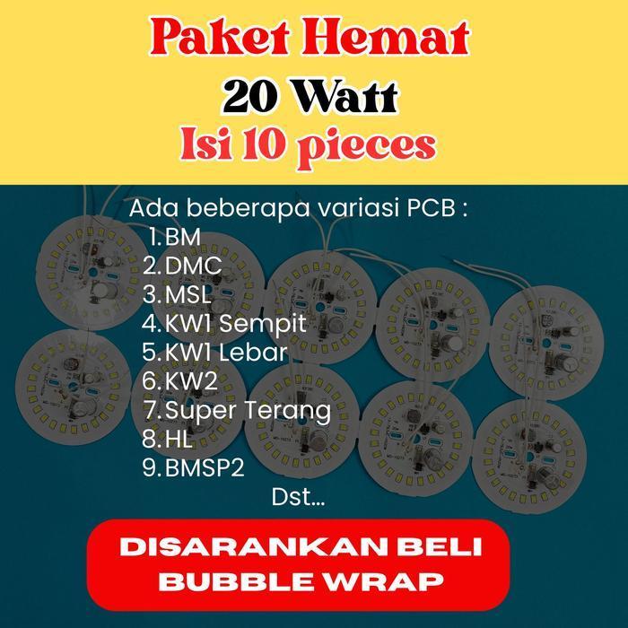 PAKET HEMAT 20 WATT PCB AC MATA LED - PCB MATA LAMPU LED AC TANPA DRIVER 20W ORIGINAL DAN TERPERCAYA