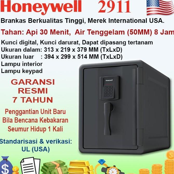 Brankas Honeywell 2911, Brankas Tahan Api Dan Air (Hingga Tenggelam), Muat Kertas F4, Sertifikat, Am
