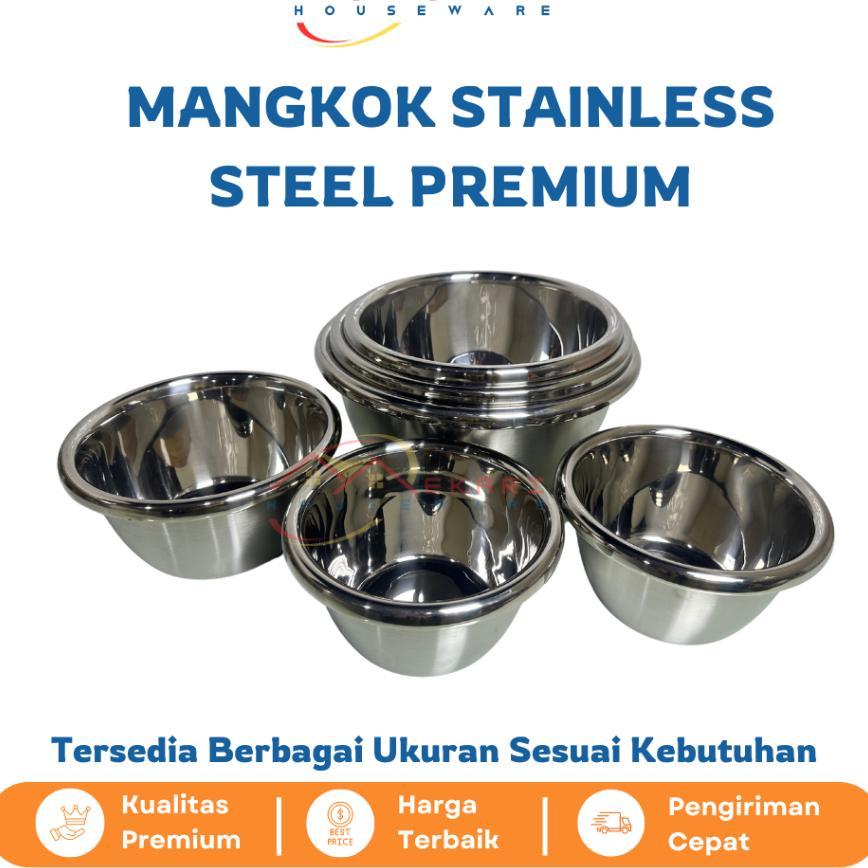 Bowl Baskom Mangkok Mangkuk Stainless Steel Tebal Anti Panas / Wadah Makanan Serbaguna Premium