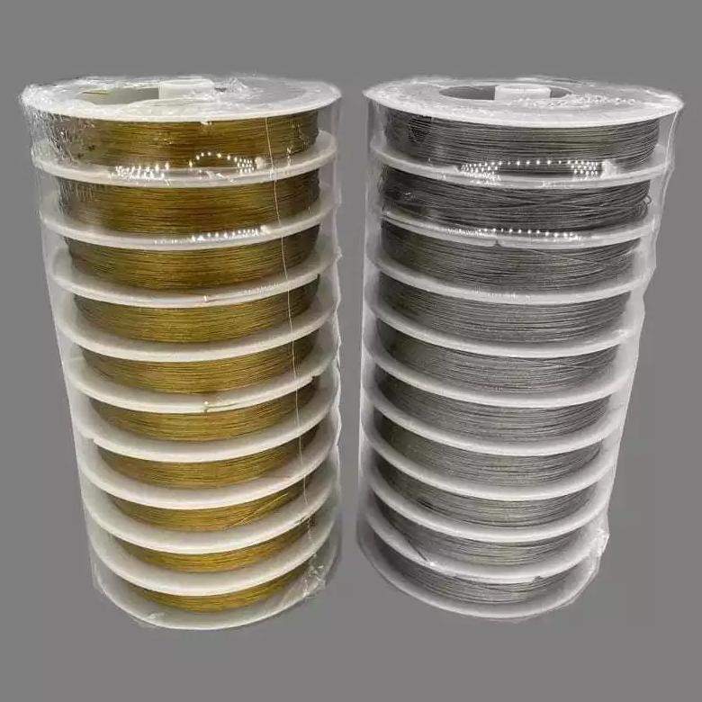 1 roll - 20 meter Nylon String Cable / kawat lentur aksesories tembaga 0.35 0.45 silver / gold / put