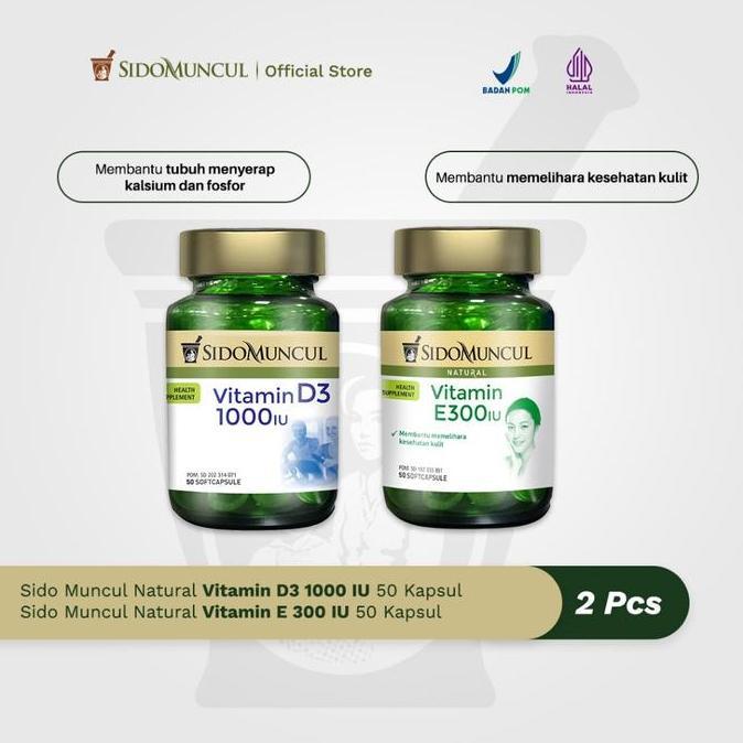 Arrivare- Sido Muncul Natural Vitamin D3 1000 Iu + Vitamin E 300 Iu Sc