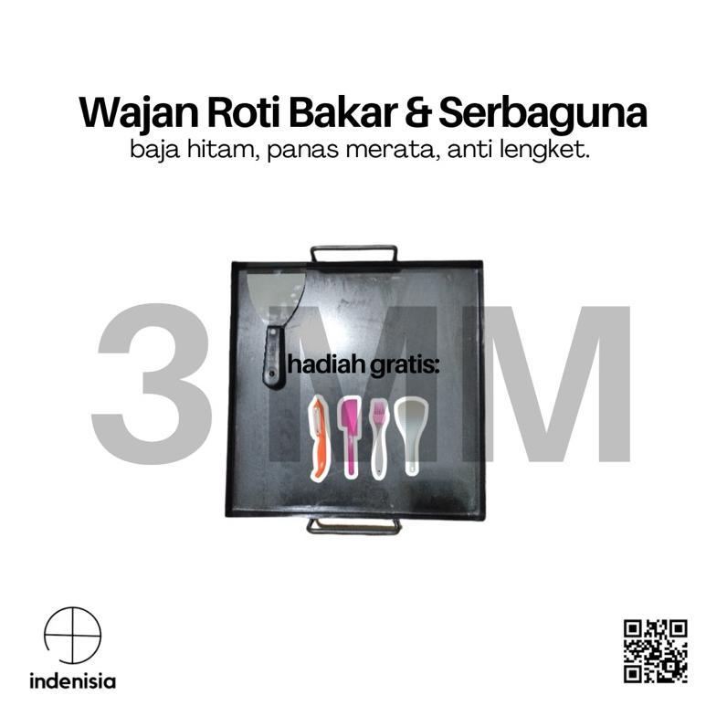 (3 Mm) Wajan Roti Bakar/Wajan Burger / Wajan Kebab / Loyang Persegi / Wajan Ikan / Wajan Cumi Gurita