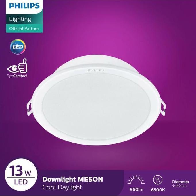 Philips Meson 13 Watt Lampu LED Downlight Bulat Tanam Plafon Murah