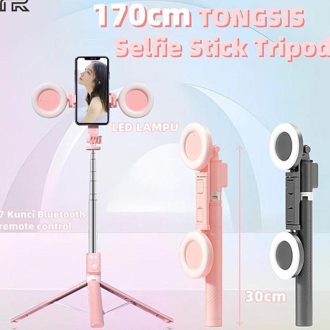 Avila_Vela - Trbest Bisa Cod 170Cm Tongsis Tripod Lampu Led Gimbal Stabilizer Bluetooth Selfie Stick