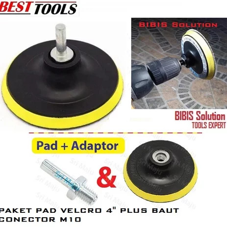 Bisa Cod New Promo Paket Pad Poles Tatakan Amplas 2 Pcs + Amplas Bulat 10 Pcs Dan Adapter / Adaptor 
