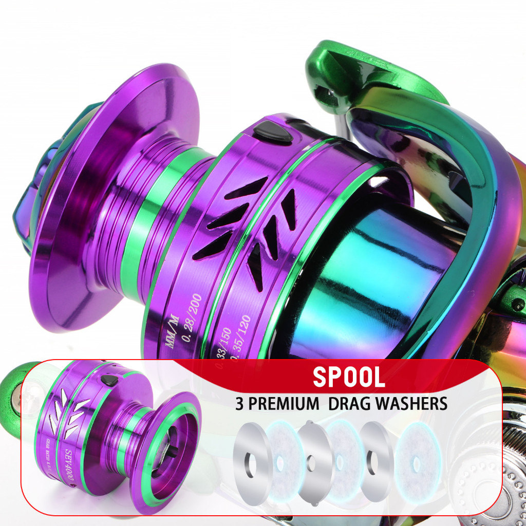 Power Hand Reel Pancing Memancing Rasio Gear 5.2:1 Max Drag 5-10Kg Joran Pancing 1000-5000 Bahan Met