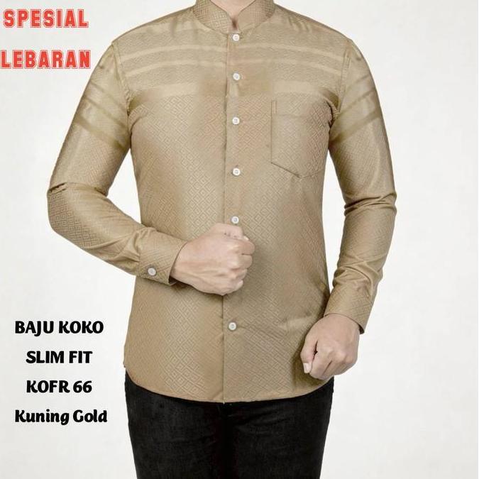 BAJU KOKO PRIA SLIM FIT KEMEJA KOKO PRIA MUSLIM LENGAN PANJANG FORTUN REMO KOFR Motif Mewah Tangan N
