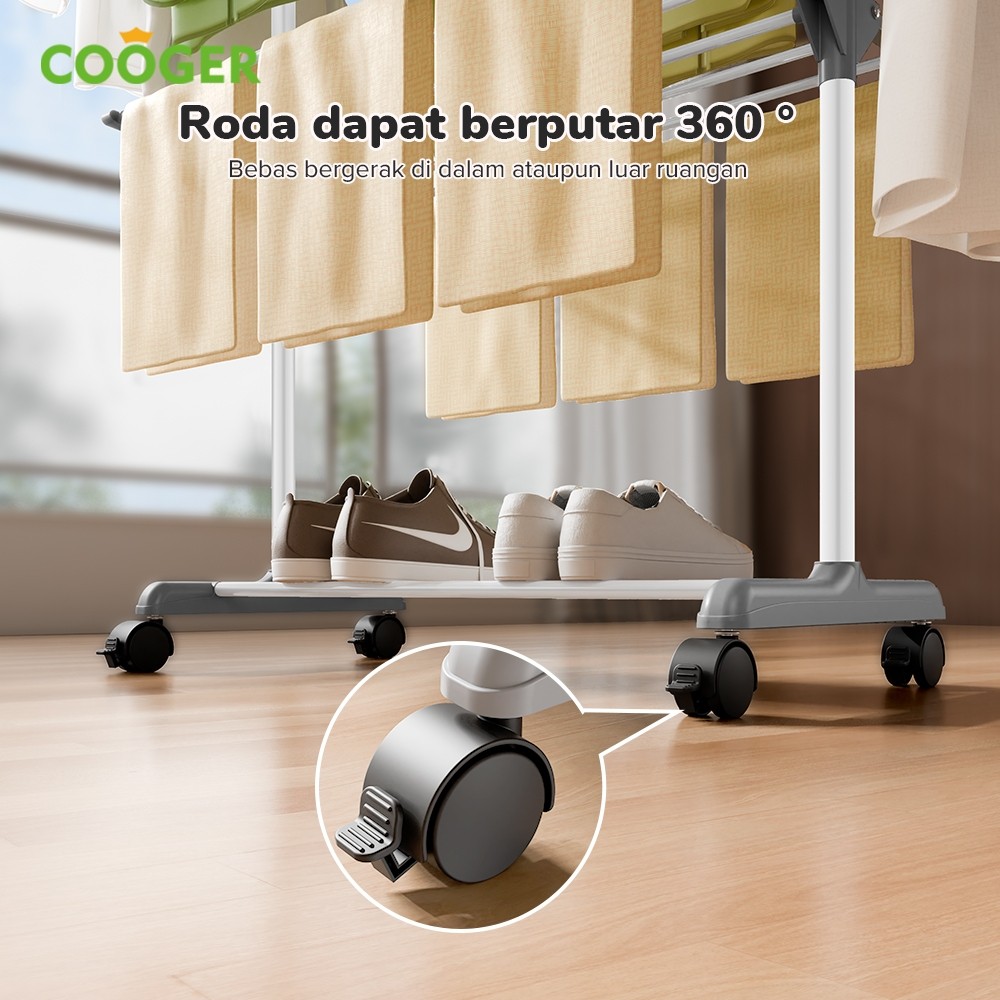 Gratis OngkirCooger Medan Jemuran Baju Lipat Dengan Gantungan 4 Level Drying Rack Jemuran Menara Sta