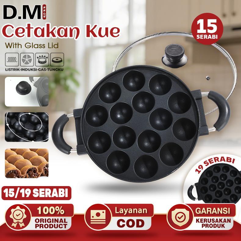 cetakan kue cekung 15 lubang dengan tutup kaca / cetakan Takoyaki mini anti lengket DISKON