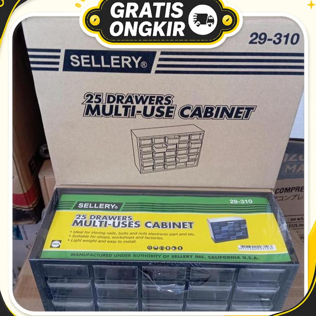 Sellery Rak Penyimpanan Komponen Baut 25 Slot Bahan Mika