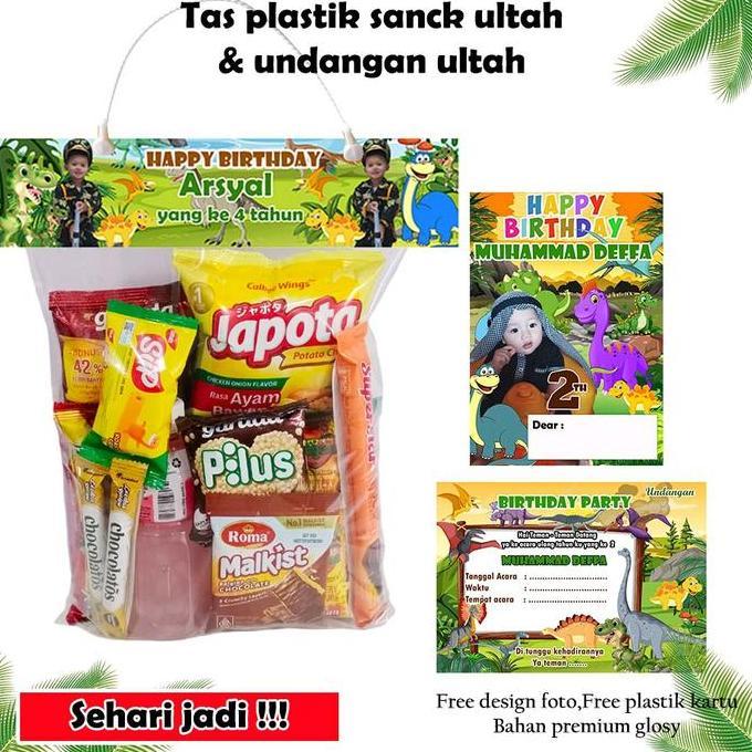 Akukamu- Tas Plastik Snack Ultah Isi 15 Pcs ( Paket Tas & Undangan) +Desain Foto Plastik Snack Ultah