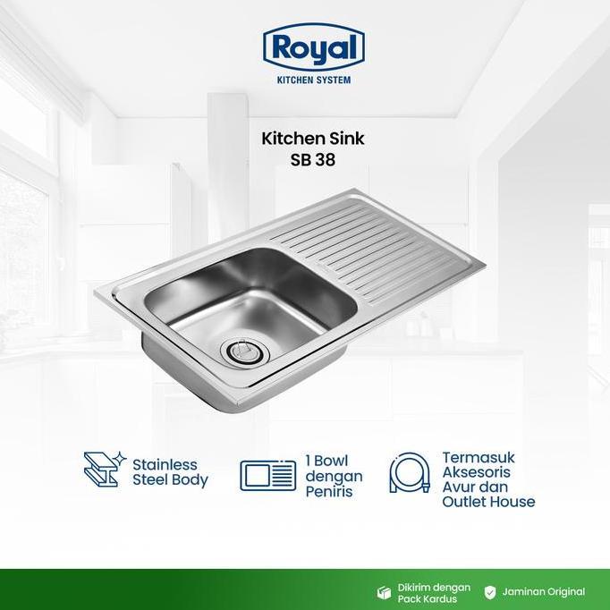 Royal Kitchen Sink Wastafel Dapur SB 38 | Bak Cuci Piring 86 x 43 Cm