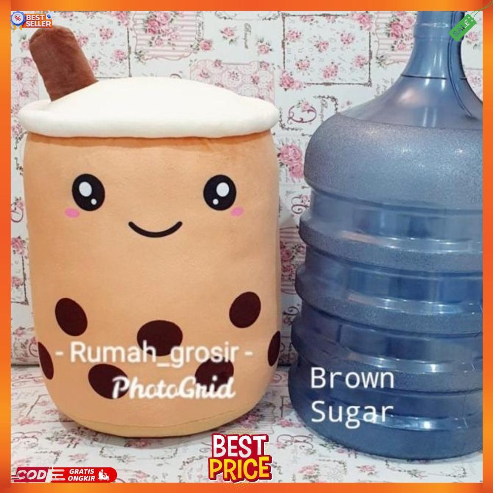 Boneka bantal boba milk tea brown sugar JUMBO - Cokelat Tersedia Juga Boneka boba jumbo murah Boneka