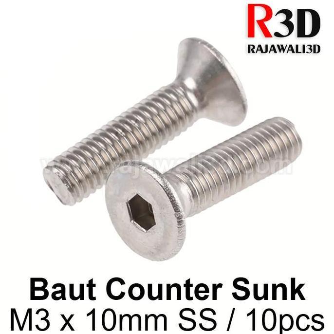 Baut L Countersunk M3 X 10mm 10pcs Stainless