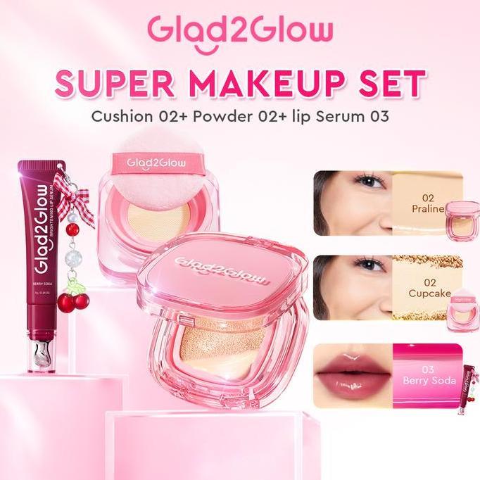Viso- Hotglad2Glow 2Ini Velvet Makeup Set-Loose Powder+Cushion Mix Berry Extract Air Blurry Technolo