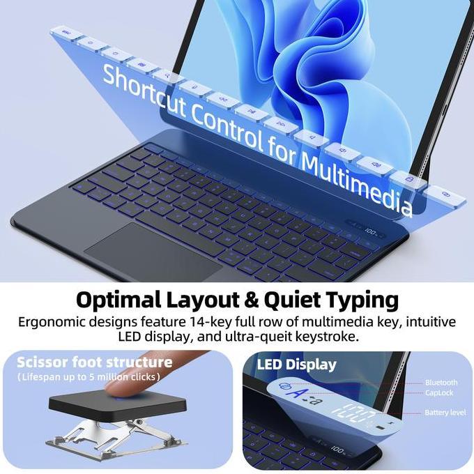 GOOJODOQ Lightweight Magic Keyboard Case For iPad Air 4/5 Air6 11 iPad Pro 11 2024 Floating Cantilev