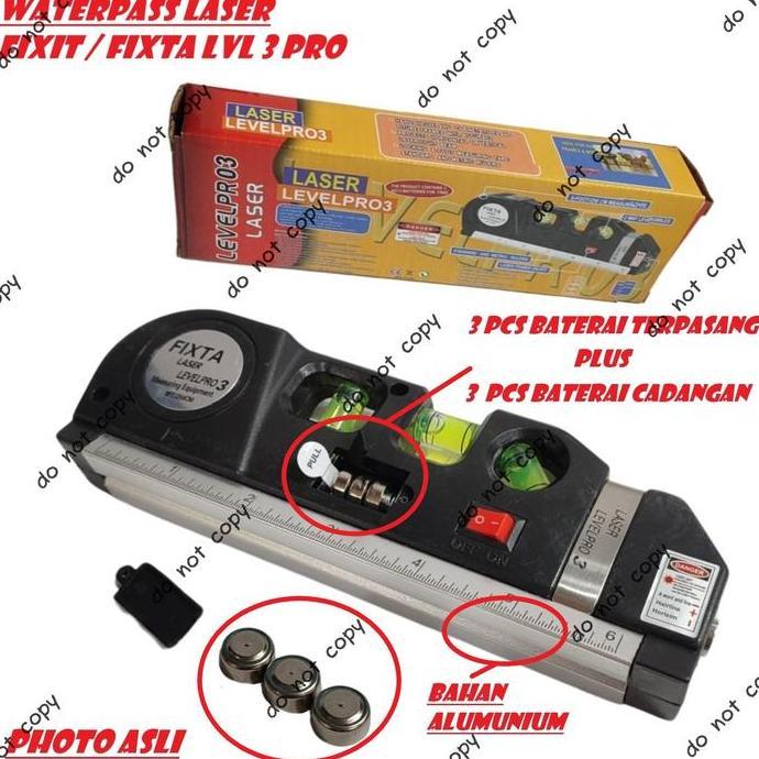Waterpass Fixit Level Pro 3 Water Pass Meteran Laser up to 250 Cm