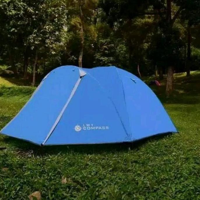Tenda compass fiber 4-5 orang double layer tenda compas fibre waterproof tenda lwy compas
