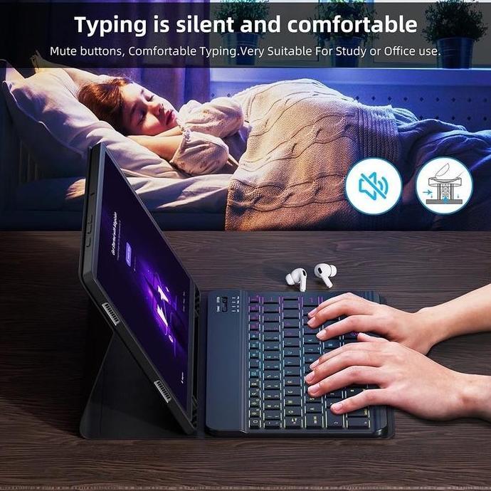 GOOJODOQ Hanya Casing - Tablet Case For Samsung Galaxy Tab A7 A8 Case Keyboard For Samsung Tab S6 Li