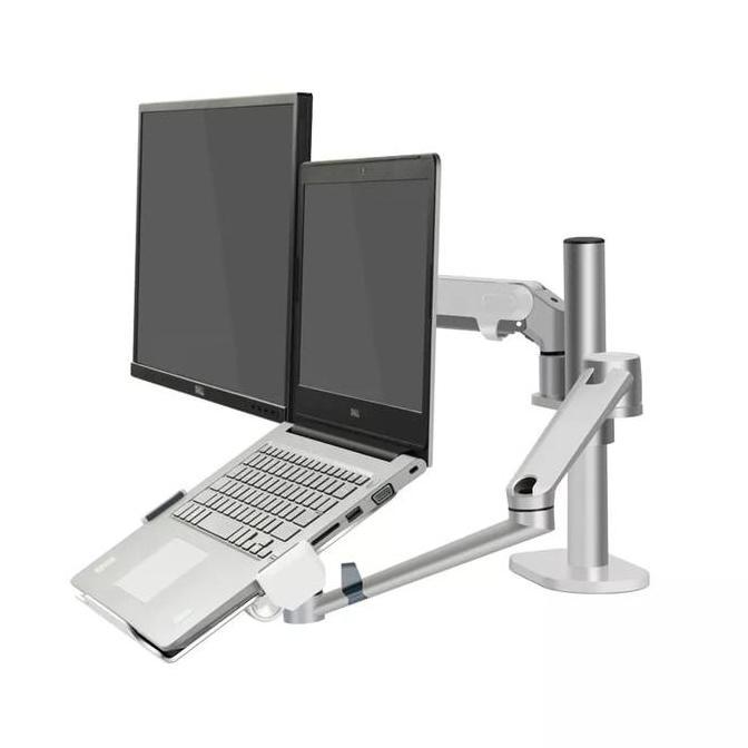 bracket monitor dual arm monitor dan Laptop adjustable & rotate 360