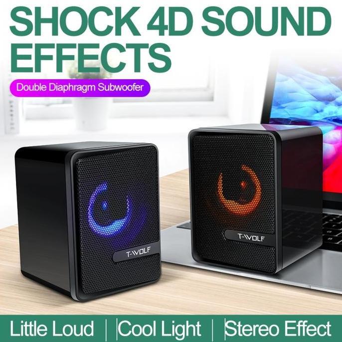 SKU-1235 SPEAKER GAMING T-WOLF S3 RGB SUARA BAGUS TWOLF SPEAKER LED Komputer Cpu Laptop Pc
