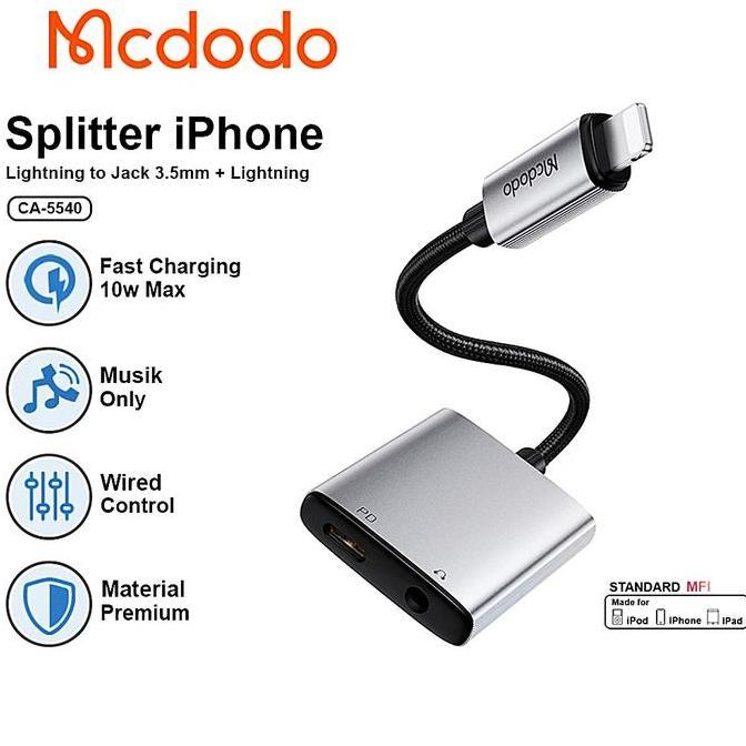 Mcdodo CA-5540 converter splitter iphone to lightning + jack audio