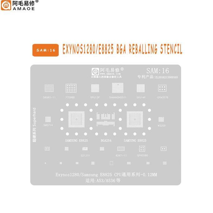 Amaoe Bga Reballing Stencil For Samsung A53 A536 Exynos1280 E8825 Cpu Bga254 Ic Tin Plant Net