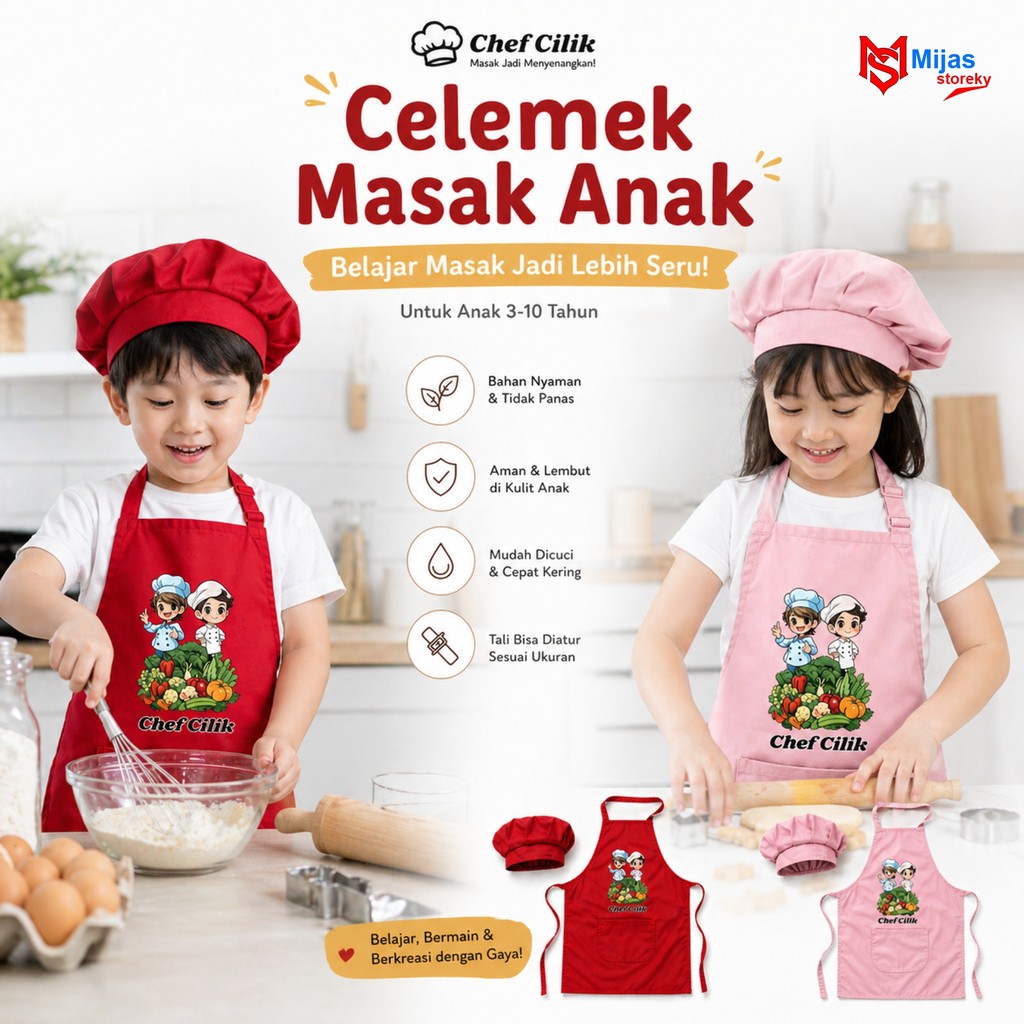 apron masak anak anak//apron masak buat anak//apron// celemek