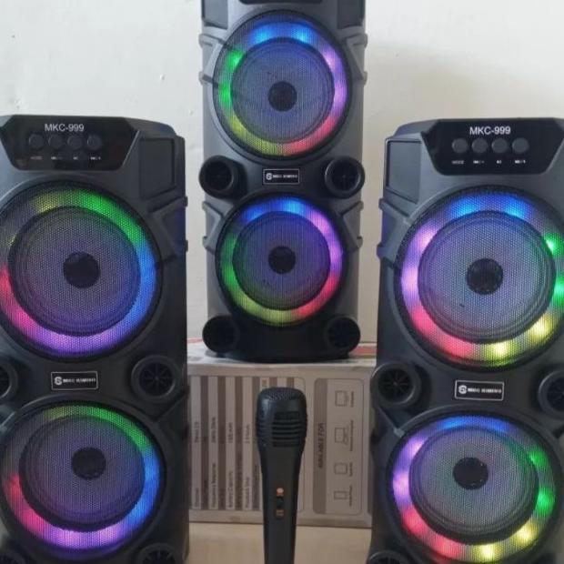 Speaker Bluetooth Sq999 Bonus Mic Karaoke Dual Speaker 6,5Inchi X2 Salon Aktif Portable Radio Fm Wir