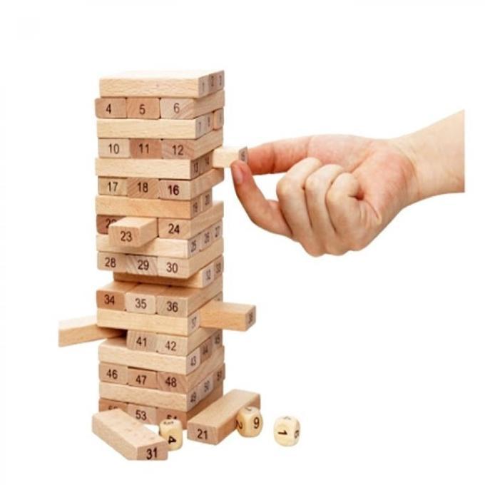 Mainan Balok Kayu Dadu Wiss Toy Tower Angka Stacko 54Pcs - Besar