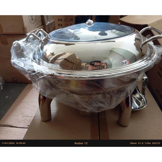 AKEBONNO - Hydraulic Round Chafing Dish/Tempat/Wadah Penghangat Makan Prasmanan Jumbo Stainless