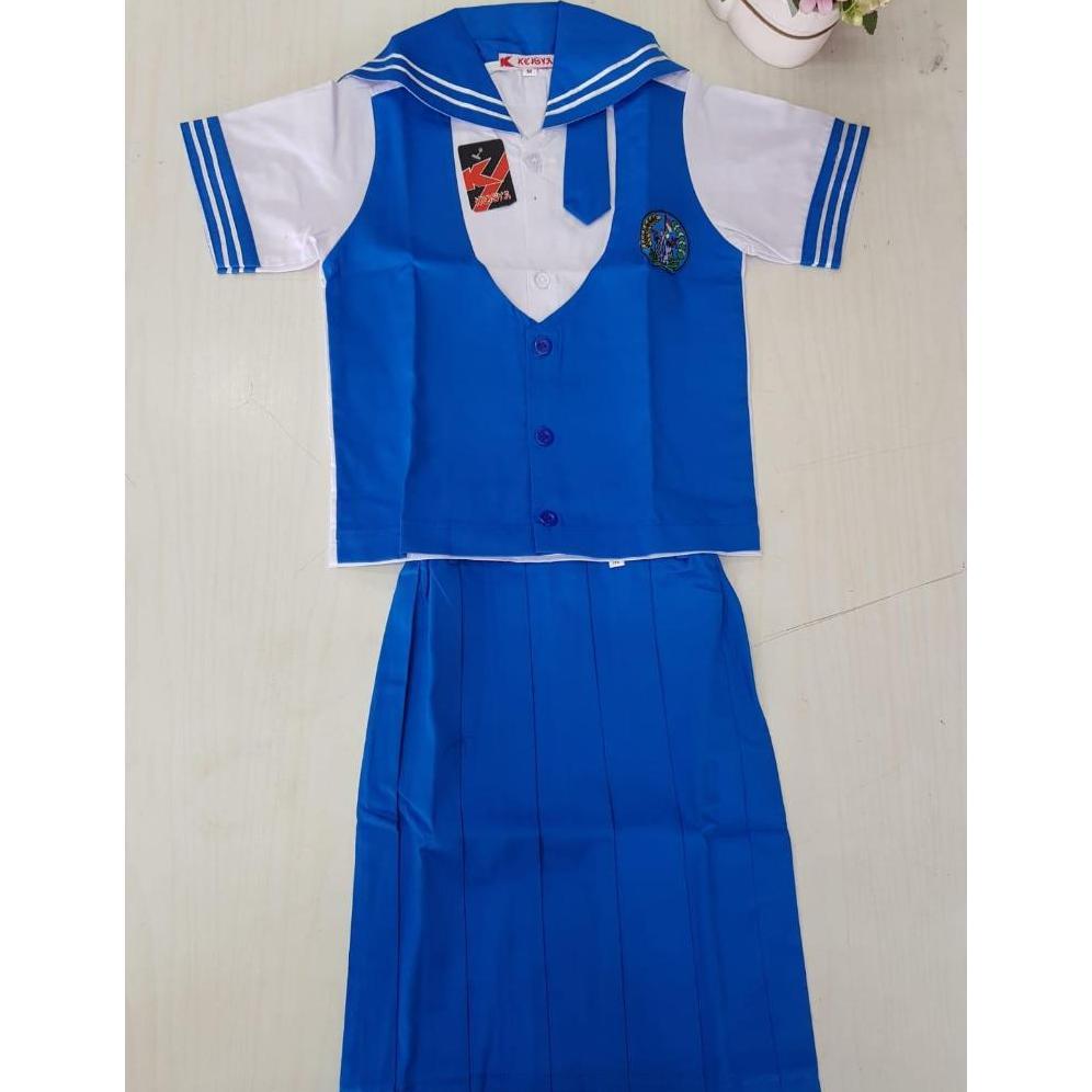 Free Ongkir Baju Seragam Tk Dan Paud Pendek Biru Putih
