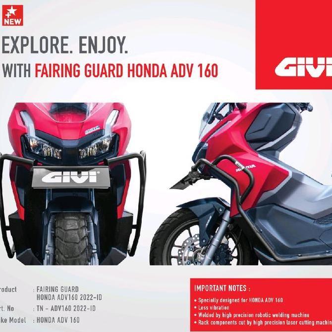 CrashBar GIVI Honda ADV 160 | CrashBar ADV160 Tubular Besi Pelindung dudukan Lampu Touring Bike | Fa