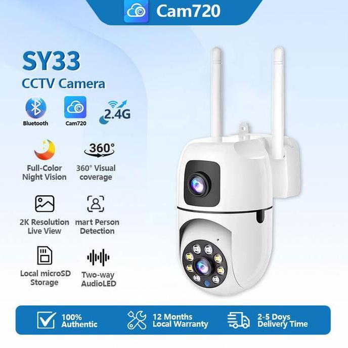 Oksalinadewi9 - SSY33 Cam720 Kamera CCTV  Keamanan PTZ Lensa Ganda Luar Ruangan - HD 1080P, Nirkabel