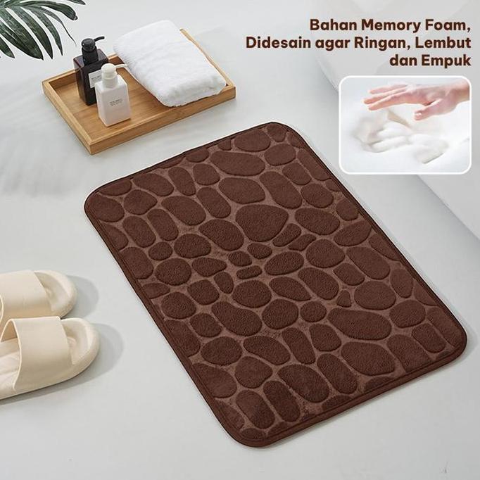 Nova Shop - Keset Lantai Memori Foam Keset Lantai Motif Batu 60cmx40cm Keset Lantai Motif Batu Empuk