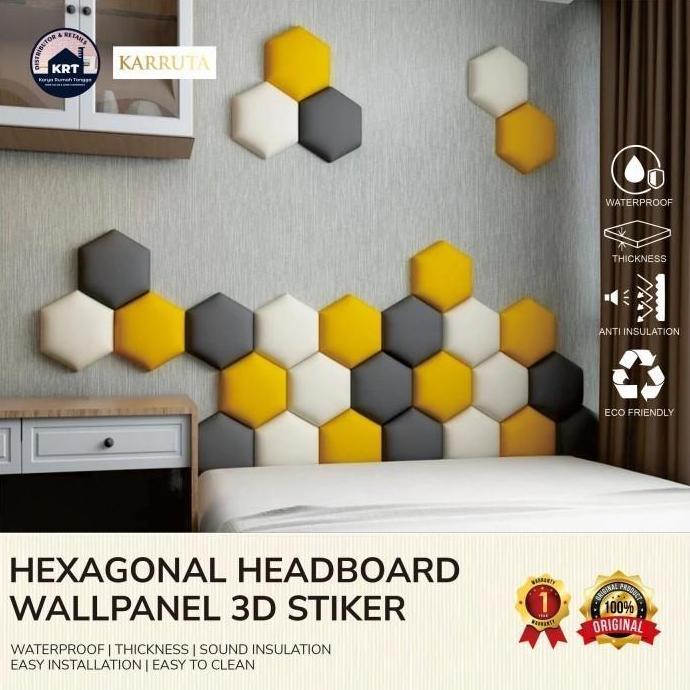 Karruta - Headboard Pure Oscar | Model Hexagonal - Headboard Kasur Tempel 3D Peredam Suara