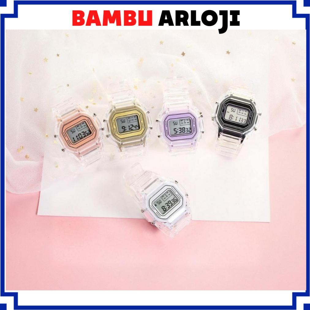 OFFICIAL BAJ JAM TANGAN PRIA WANITA ANALOG DIGITAL TRANSPARAN SQUARE DIAL COUPLE WATCH JF059