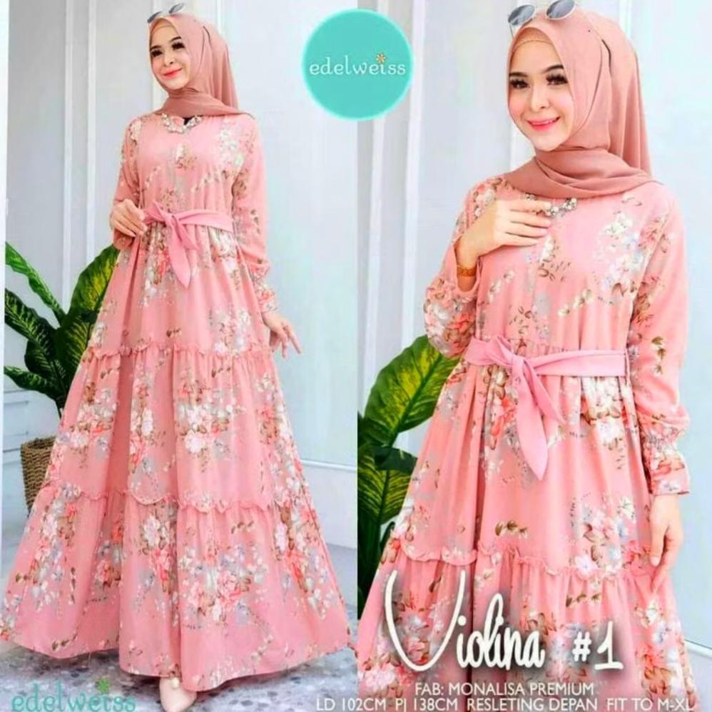 HOT Gamis Bunga Sakura Katun Terbaru Busui Fashion Muslim Syari Kekinian Termurah Remaja Dewasa Orig